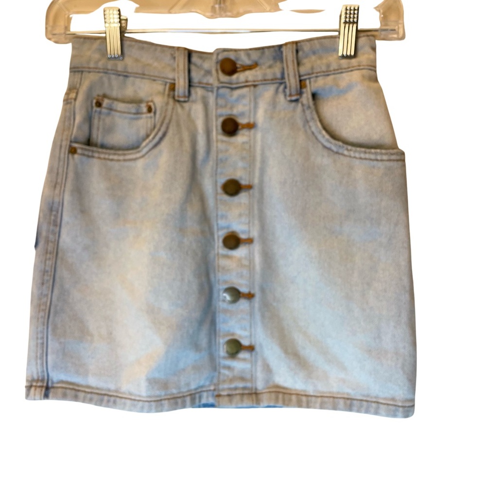 Billabong Light Blue Button-Front Mini Skirt